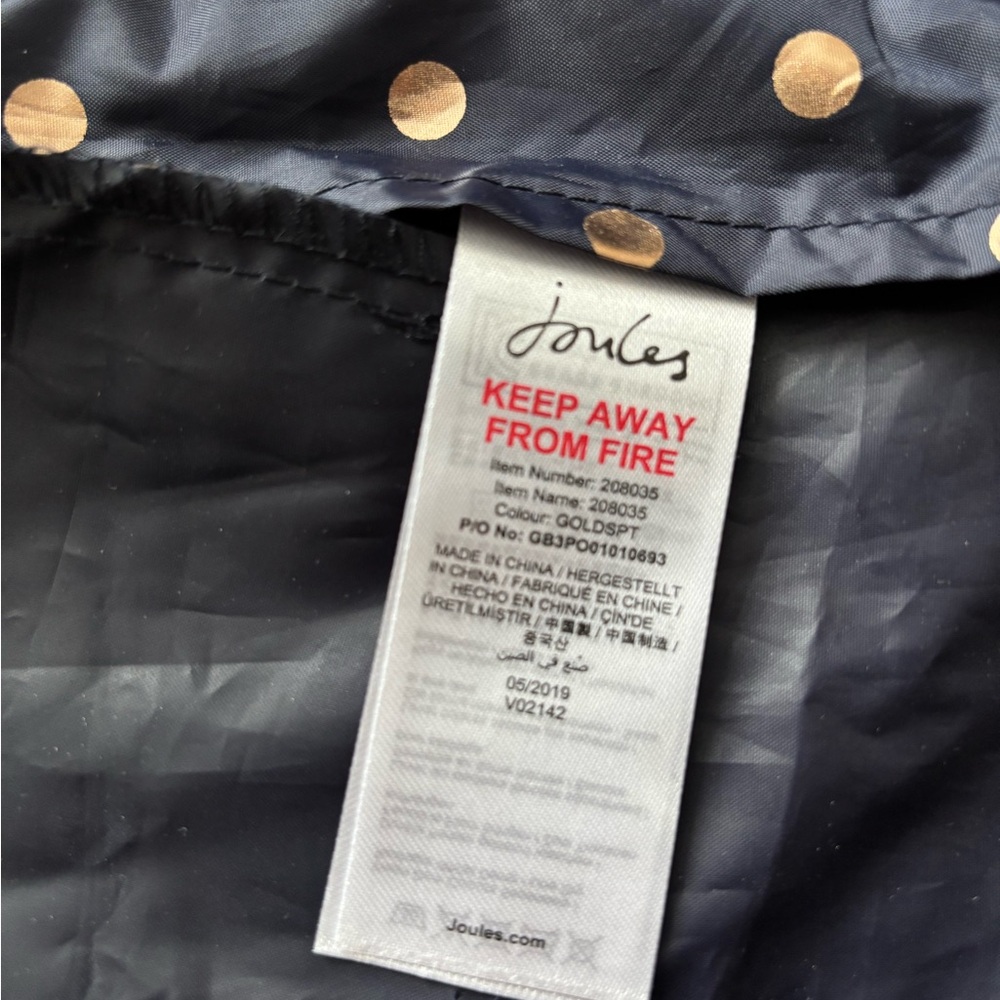 Joules Navy and Rose Gold Polka Dot Raincoat - Picture 8 of 10